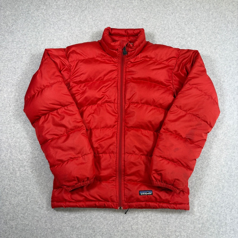 Patagonia Down Puffer Jacket Women XS Red Full Zip Insulated Outdoor Coat